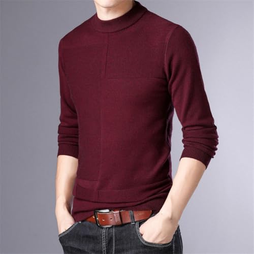 Men Long Sleeve Knit Sweater Solid Color Crew Neck Simple Casual Pullover Jumper Top4