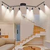 JSXing Kit de iluminación de riel, iluminación puntual de techo de 4 vías negra, cabezal de luz giratorio flexible, luz...