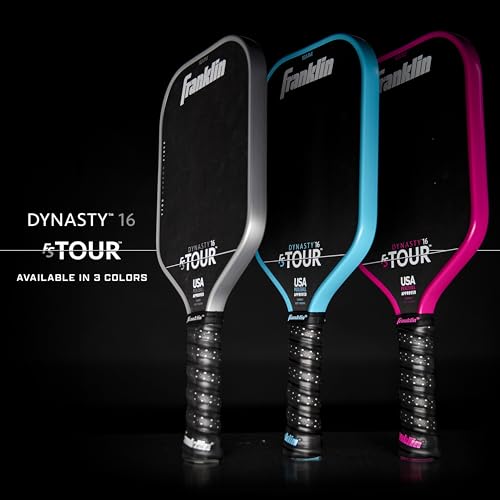 Image of Franklin Sports Sport Pro Pickleball Paddles - FS Tour Series Carbon Fiber Paddles - Official USA Pickleball (USAPA) Approved Rackets - Dynasty Pro Player - 16mm Polymer Core - Gray