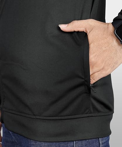 Image of FIBREZA Men Solid Polyester Sports Jacket Long Sleeves Full Zip with Pocket Gym, Running & Travel Upper Wear