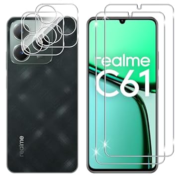 Lutree per Realme C63/ Realme C61 Vetro Temperato, 2+2 Pezzi Pellicola Protettiva + Pellicola Fotocamera, Durezza 9H Anti-Impronte HD Senza Bolle Anti-Graffio Protezione Schermo