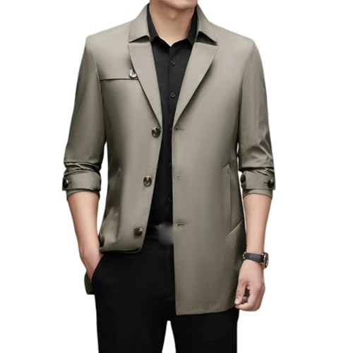 Trench de costume homme kaki mode coréenne veste longue mince manteau automne