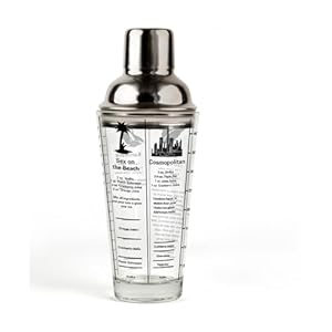 Kikkerland BA22 Cocktailshaker Glas mit Rezepten