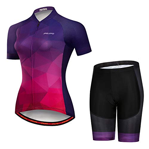 Conjunto feminino de ciclismo de jérsei de manga curta + short de bicicleta acolchoado 5D de secagem