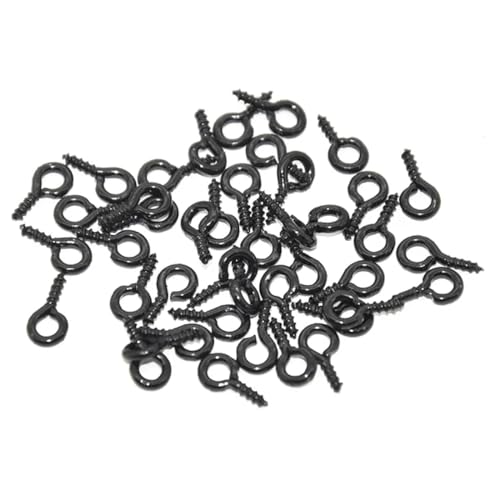 200 Petits crochets à œillets filetés noirs 5x10mm pour création de bijoux
