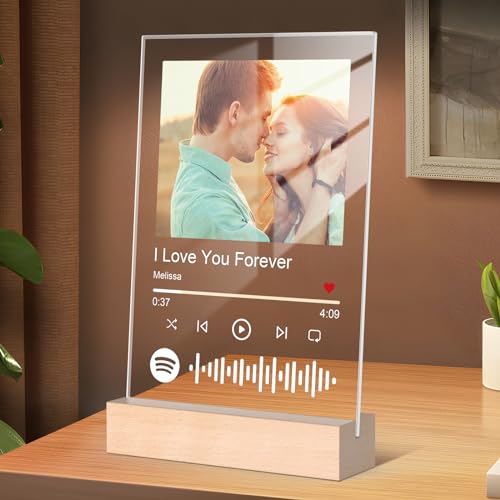 Placa personalizada de Spotify – Placas de música personalizadas con imagen, portada de álbum de arte de canciones acrílicas, regalos conmemorativos personalizados para novio, novia, seres queridos