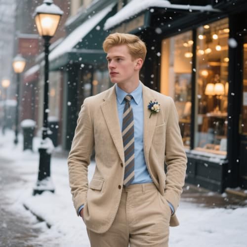 Mens Slim Fit Suit 3 Piece Corduroy Suits Retro Corduroy Blazer Jacket Vest Pants Set Formal Wedding Prom Tuxedos for Men4