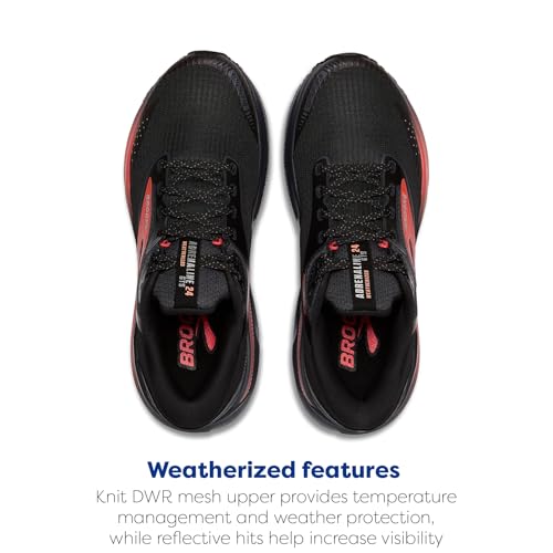 Brooks Women’s Adrenaline GTS 24 Weatherized Supportive Running Shoe - Black/Ebony/Hot Coral - 9.5 Medium