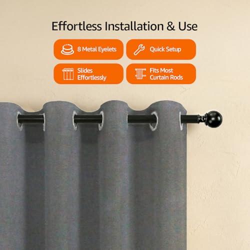 Image of Amazon Basics - Room Darkening Blackout Door Curtains, 100% Room Darkening | 9 Feet |Set of 2| Plain Design | for Living Room and Bedroom | 115cmx274cm, Color- Grey