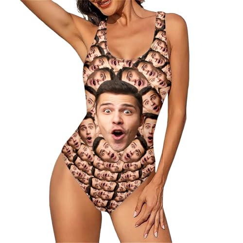 Traje de baño personalizado para mujer - Foto de cara personalizada de una pieza Traje de baño divertido traje de baño para novia mujer trajes de baño personalizados regalos fiesta en la playa