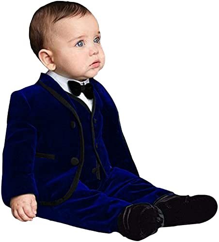 2T Tuxedo for Toddler Royal Blue Blazer Fashion Velvet Dress Suit for Christmas Holiay Party