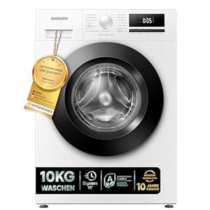 HEINRICHS Waschmaschine mit Dampffunktion, 10kg, 15 Programme, 1400 U/min., Aqua-Stop, LED-Display, inkl. Timer, mit Kindersicherung, langlebiger & effizienter Inverter Motor, Energieklasse A, weiß