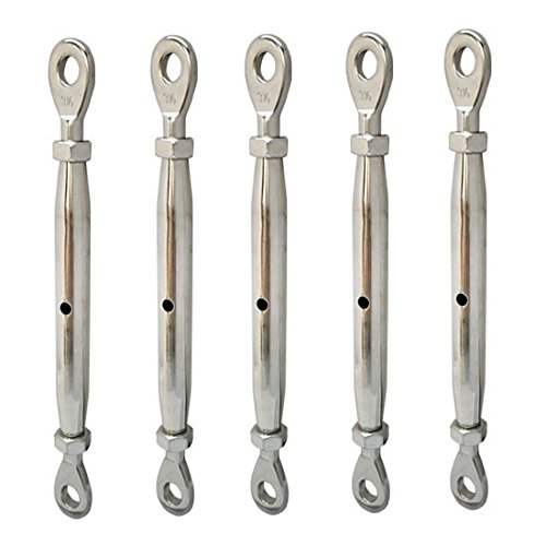 5 PC 3/16" Stainless Steel 316 Closed Body Eye Eye Turnbuckle 200 LBs Limit