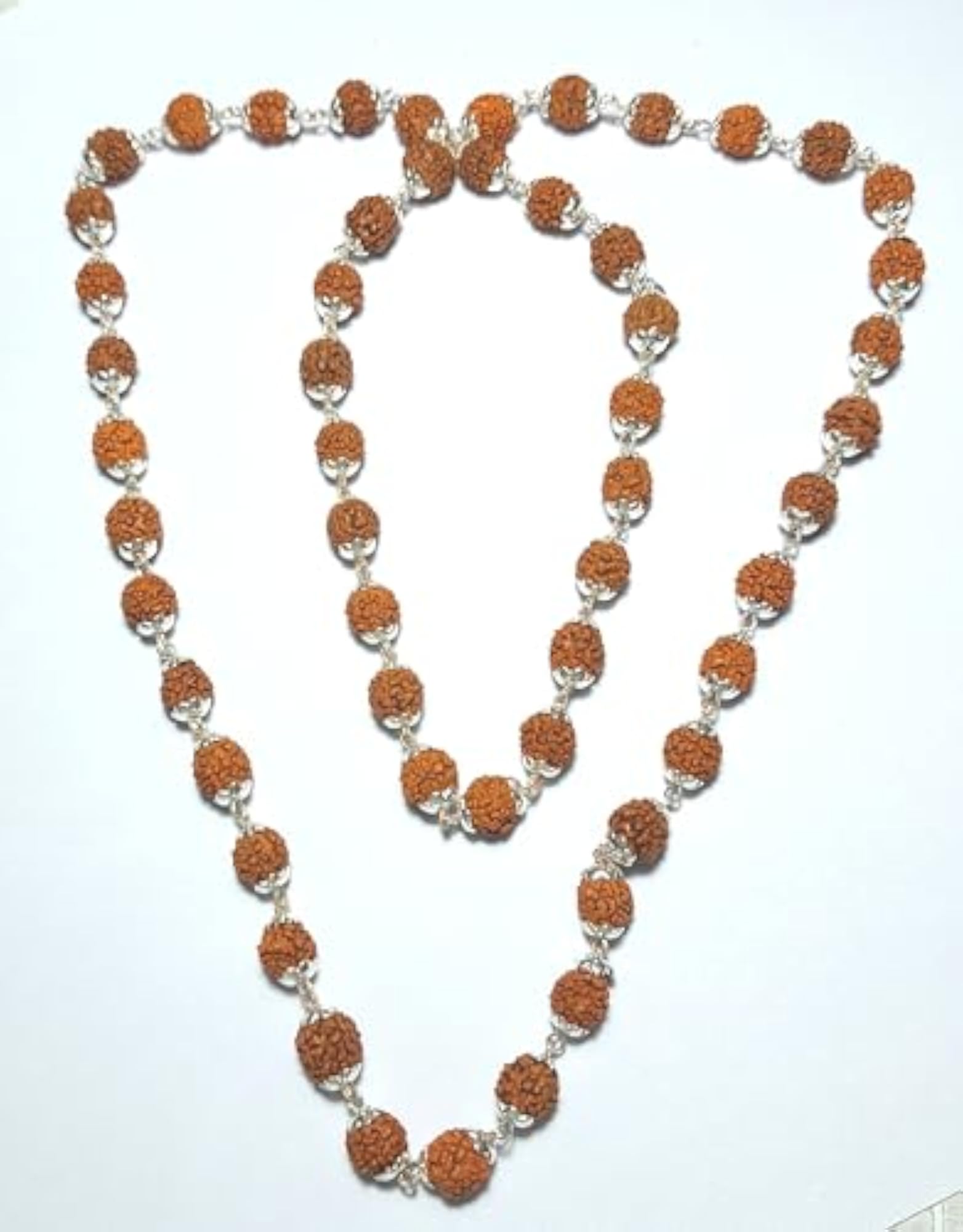 5 Mukhi Natural Rudraksha Mala, 92.5 Silver