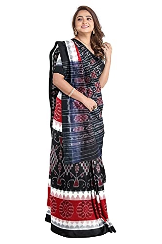 Image of Odisha Sambalpuri Handloom Ikat Women's Cotton Saree, Odisha Handloom Handmade Pure Cotton Khandua Saree, Ikkat Orissa Traditional Handloom Saree Without Blouse