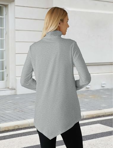 Image of JUSTFASHIONNOW Turtle Neck Shirts for Women Long Sleeve Fall Tunic Tops