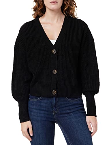 VERO MODA Damen Vmlea Ls V-Hals Manchet Cardigan Noos Strickjacke, Schwarz, M EU