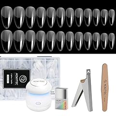 AOKITEC Punte per Unghie e Kit Gel per Colla 4 in1,Lampada per Unghie LED Portatile,504 Punte per Unghie a Bara,Tagliaunghie,Lima per Unghie,Set Fai da Te per Arte delle Unghie