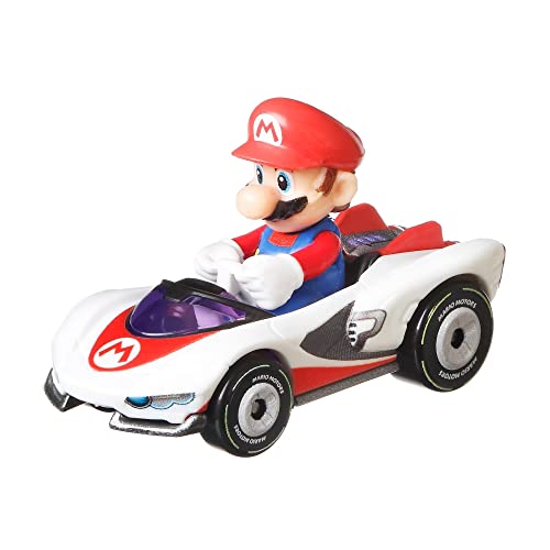 Hotwheels Mario Kart Mario petite voiture de course miniature en métal pour enfants et collectionneurs