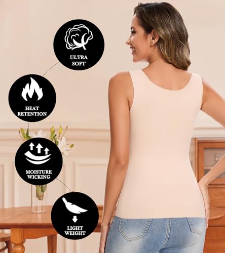 Image of Slimming Tank Top for Women V Neck Lace Camisole Tops with Built in Bra Cami Vest Base Layer