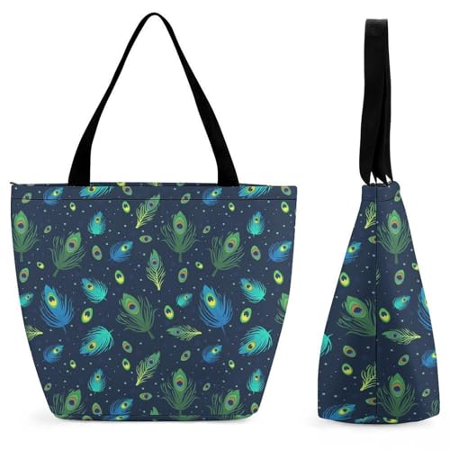 Sac de shopping vert Plume grand volume 28.5x18x32.5cm porté épaule