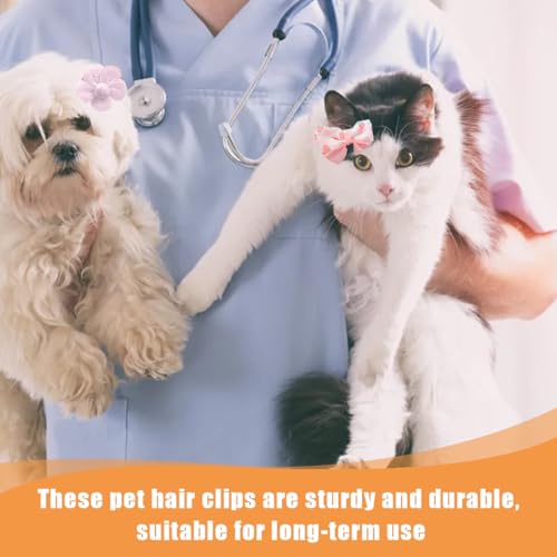 BEPSYOM 10 Stück Haarspange für Hunde und Katzen Haaraccessoires Zubehör, Haarnadel mit Schleife für Haustiere Niedlicher Welpen-Haarschmuck für Teddy-Pudel-Bichons