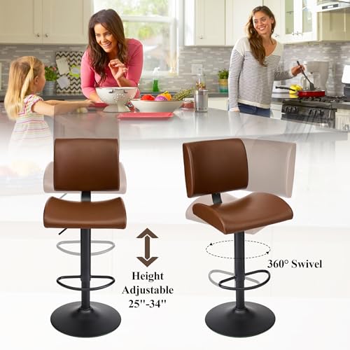 Image of FIRAVOE Adjustable Height Bar Stools Set of 4 with Backs for Kitchen Island