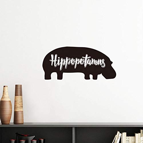 Sticker mural hippopotame silhouette noir et blanc vert 50cm - 2