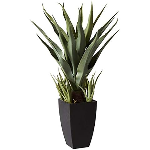 NearlyNatural 30in. Agave Artificial Plant with Black Planter, Green Cover