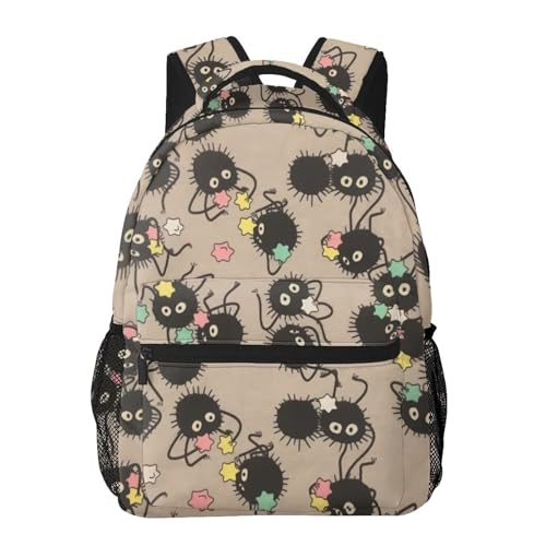 EGVGXIR Soot Sprites Susuwatari Anime Laptop Backpack Casual Comfort Backpack Travel Hiking Daypack
