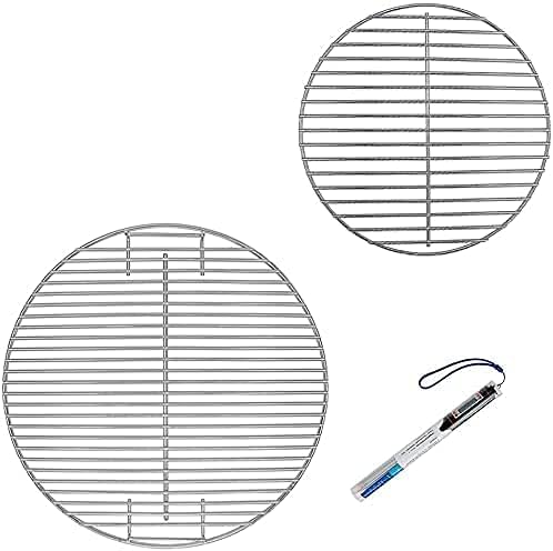 Denmay 7432 7440 Cooking Grate and Charcoal Grate for Weber 47 cm Charcoal Grills, Fits Weber One-Touch, Bar-B-Kettle, Smokey Mountain Cooker Smoker, Jumbo Joe, Original Kettle, with 1 Thermometer