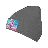 WZYWHJ Gorro de lana de punto con estampado de malvavisco negro para adultos, cómodo gorro cálido para otoño e invierno, Deep Heather, talla única