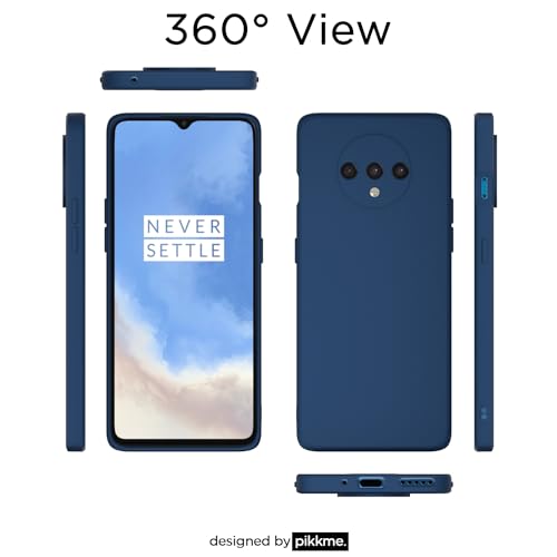 Image of Outlouders Back Cover for OnePlus 7T | Camera Protection | Durable Soft Matte Silicone Bumper Case (Blue)