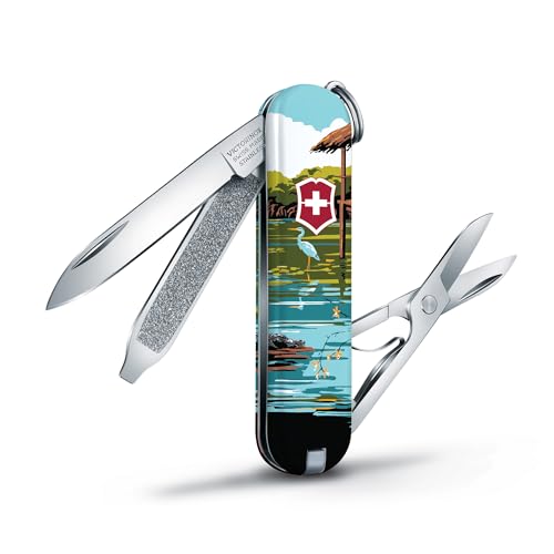 Image of Victorinox Classic SD Swiss Army Knife, Everglades National Park | 7-Function Swiss Mini Knife, Small Blade, Nail File, Screwdriver, Key Ring, Swiss Made, Compact EDC for Keys and Bags