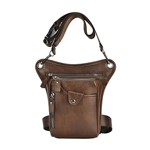 Riñonera para hombre de cuero marrón ideal para ciclismo y motocicleta
