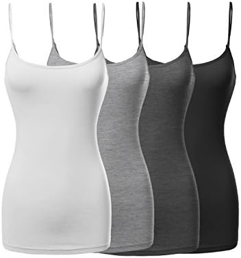 Women's Basic Solid Long Length Adjustable Spaghetti Strap Tank Top [4PACK]  Amilia Women's Basic Solid Cami Spaghetti Double Layer Crop Tank Top  Sexy Spaghetti Strap Tank Dress Basic Backless Bodycon Club Party Mini Dress  5 Pcs Women's Camisole Tank Top Undershirt Spaghetti Strap Basic Camisoles  Women's Slim-Fit Thin Strap Tank, Pack of 2