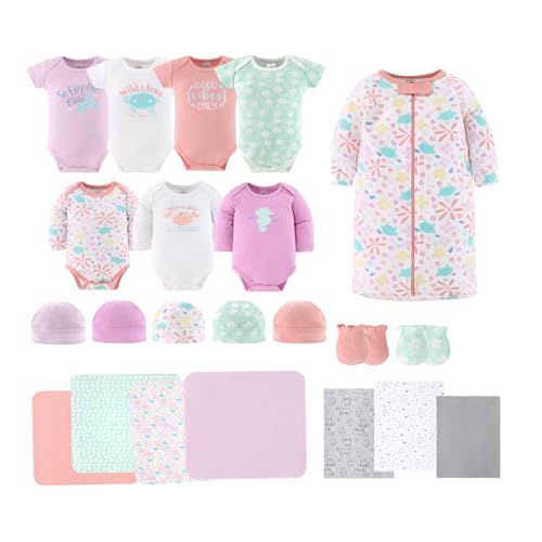 Image of The Peanutshell Baby Layette Gift Set for Girls - 23 Piece New Born Girl Gift Set, Baby Clothes & Newborn Essentials Must Haves - Newborn Clothes 0-3 Months - Ocean Flower