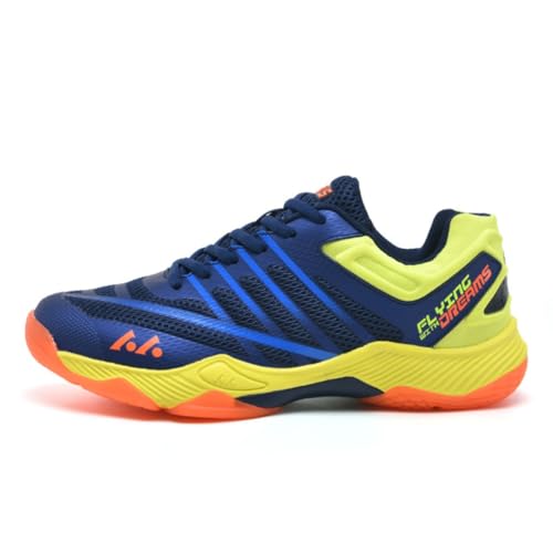 Xuanke Handballschuhe Herren Atmungsaktiv rutschfest Turnschuhe Damen Squashschuhe Leichte Wettkampf Trainingsschuhe (Blau Gelb,41)