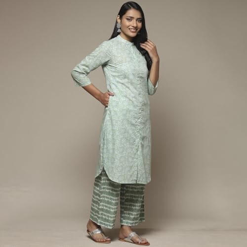 Image of BIBA Women Cotton Straight Printed Suit Set