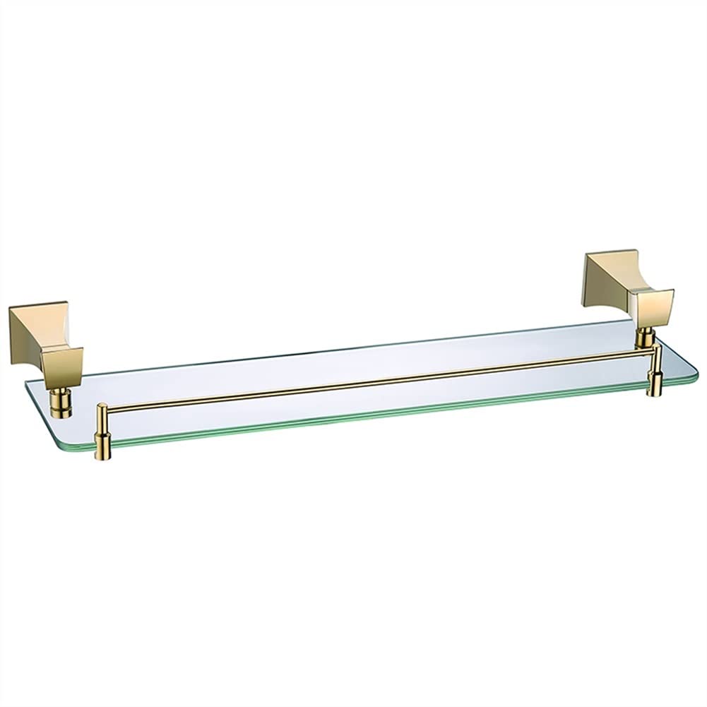 Shower Caddy Bathroom Glass Shelf Shower Organizer Tempered Glass Storage Cosmetic Shelf Wall Mounted Golden Rose Gold Polished