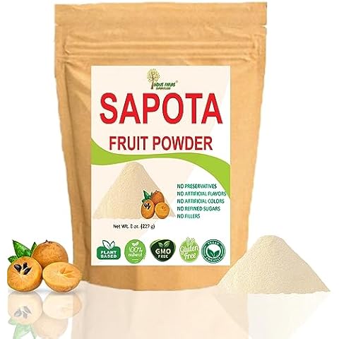 Indus Farms Superfoods Sapota Whole Fruit Powder, 8 oz, Unique Flavor for Baking, Nutritious Smoothies, Natural Sweetener, Skin-Care Cover