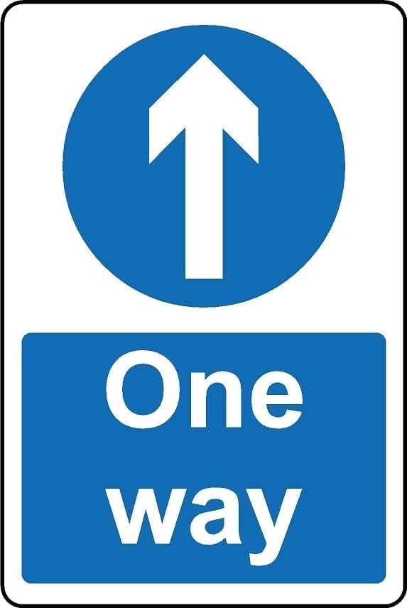 Mandatory signs One way Safety sign - 3mm Aluminium sign 300mm x 200mm Case (Pack of 5)