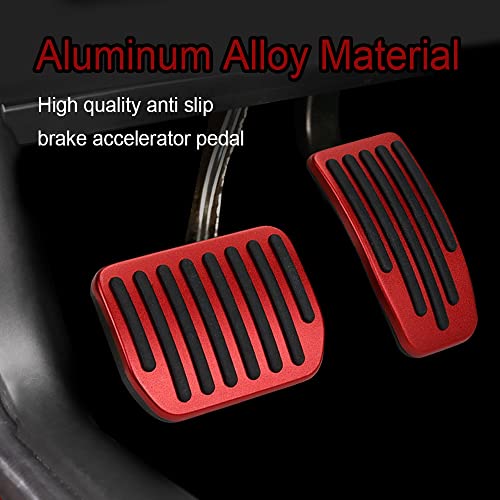 Jsorum Auto Aluminum Pedal Covers, Brake Accelerator Pedal Covers, Foot Pedal Pad Replacement, Nonslip Car Pedal Pads, Non-Slip Performance Accessories Pedal Covers Suitable For Model 3/Y (Red) #TOP6