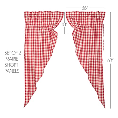 VHC-Brands-Annie-Buffalo-Check-Cotton-Farmhouse-Curtains-Rod-Pocket-Drawstring-Ties-Prairie-Panel-Pair-63x36x18-Red VHC Brands Annie Buffalo Check Cotton Farmhouse Curtains Rod Pocket Drawstring Ties Prairie Panel Pair 63x36x18 Red