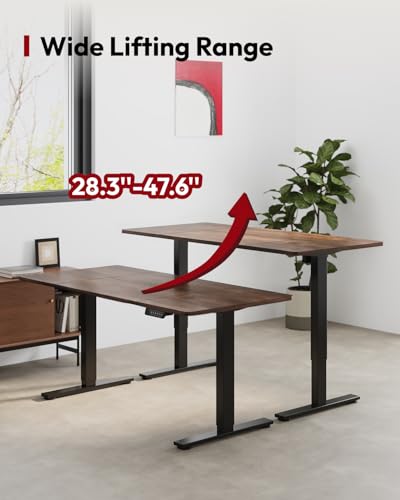 Image of SANODESK Dual Motor Electric Standing Desk 71 x 32 Inches, Height Adjustable Sit Stand Desk with Large Splice Board for Home Office, Computer Workstation, Study & Gaming, Black Frame /Black Walnut Top