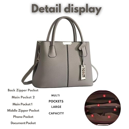 Image of Women's PU Leather Handbag Stylish Tote Shoulder Bag with Crossbody Strap Elegant Spacious Purse for Work & Everyday Use