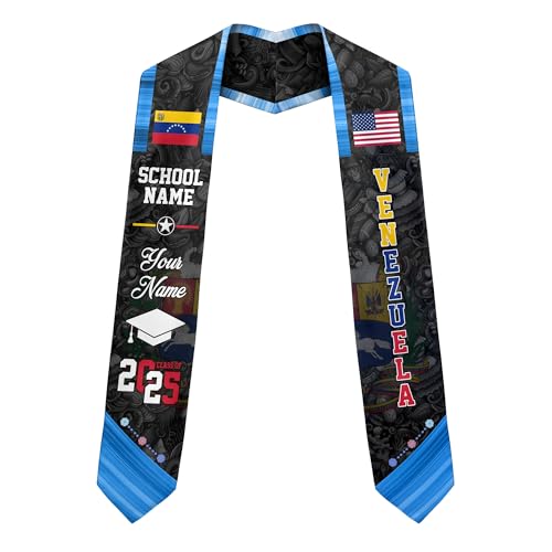 MonkeyVan Custom Venezuelan Flag Graduation Stole 2025 Venezuela Graduation Sash Venezuelan Flag Graduation Sash Class Of 2025 Vnzl 9
