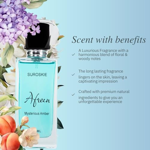 Image of Suroskie Afreen Perfume 50Ml | Luxury Eau De Parfum | Long Lasting Unisex Fragrance Spray | Aromatic Blend Of Aqua, Jasmine & Vanilla Scent | Citrus, Floral & Warm Notes | Premium Gift For Men & Women