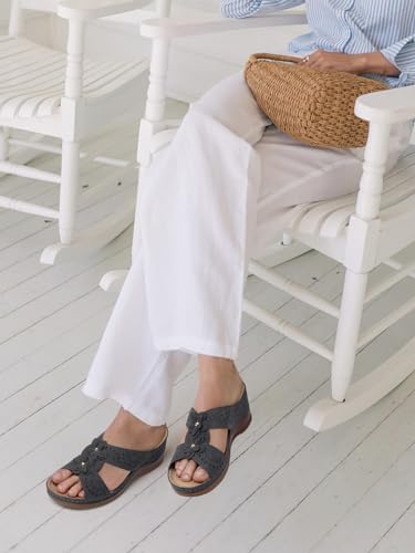Image of TEMOFON Womens Wedge Sandals Leather: Comfortable Walking Shoes Summer