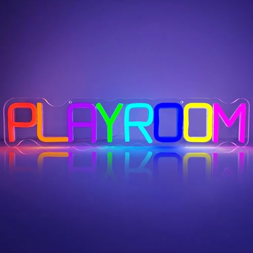 Image of Jeachrl Play Room Neon Sign for Wall Decor Playroom LED Sign USB Playroom Neon Lights for Toy Zone Bedroom Wall Light Up Signs Kids Neon Wall Signs Kids Playroom Home Decorations Gifts